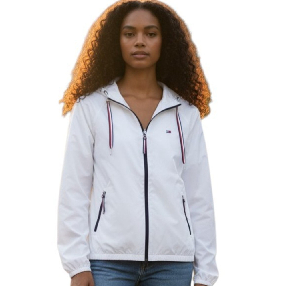Tommy Hilfiger Women's Full-Zip Long-Sleeves Drawstring Hoodie Windbreaker XL